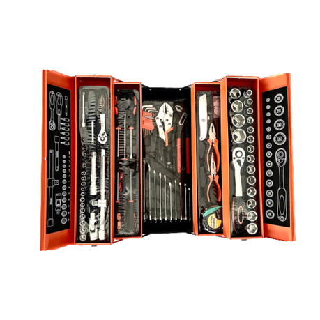 1/2 and 1/4. 85 Piece Tool Set With Metal Box