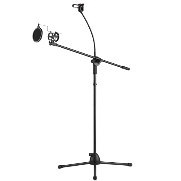 Live Streaming Microphone Floor Stand with 3 Phone Holders
