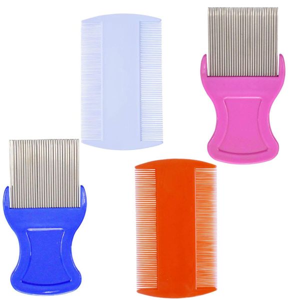 4 Piece Head Dandruff Hair Comb Set-2 With Metal Teeth &amp; 2 Double Sided