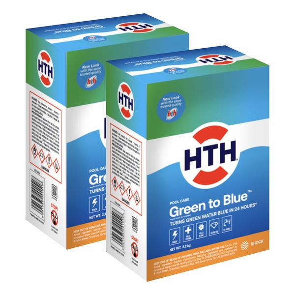 2 x HTH - Green To Blue System Pack - Pool Chemicals - Cleaning - 2.2kg