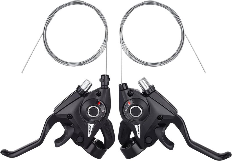 21-Speed Mountain Bike Shifter Brake Lever Set 3x7 Speed - Black
