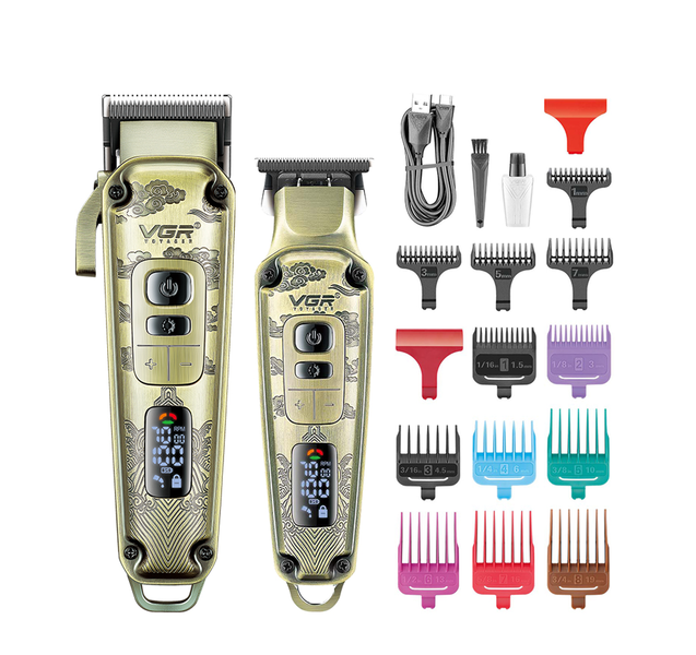 VGR 4-Speeds Professional Ceramic Blade Hair Clipper&amp;Trimmer-Combo