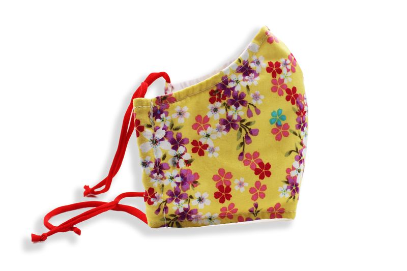 Face Mask - Yellow Floral - Triple Layer And Disposable filter insert