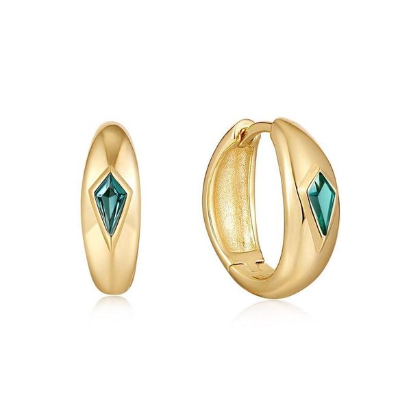 Ania Haie Teal Sparkle Dome Hoop Earrings - Gold