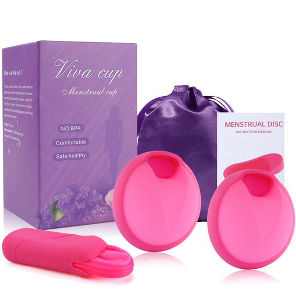Feminine Menstrual Cup Reusable Menstrual Disc Set Leak-Proof (S+L)