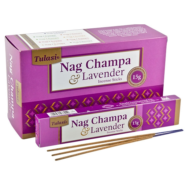 Tulasi Nag Champa &amp; Lavender Incense Sticks - 12 Pack