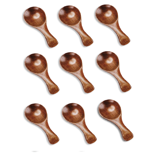 9PCS Small Wooden Spoons, 3.2 Inch Small Wooden Spoons for Jars, Brown Mini