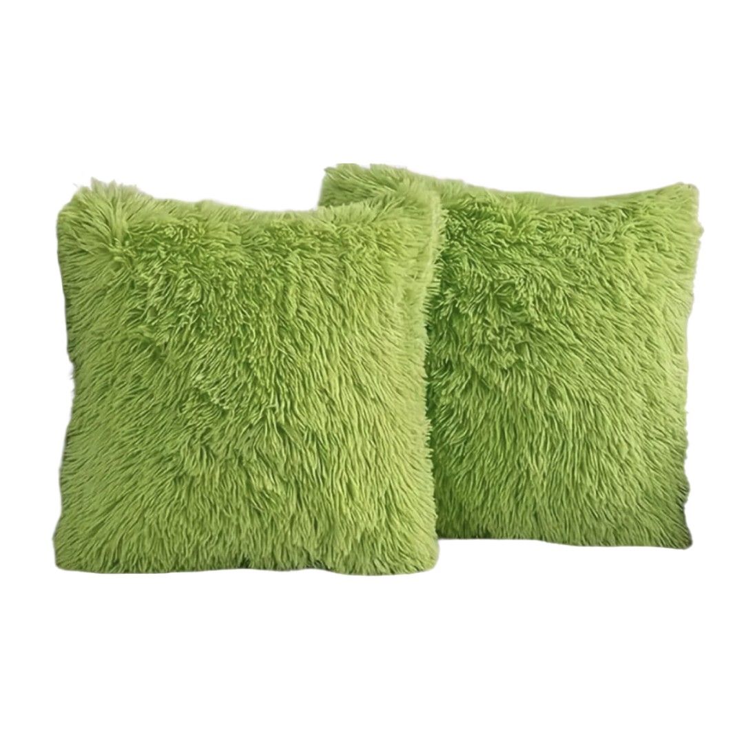 2-Piece Deluxe Green Throw Pillow Cover Set - 40x40cm Soft Plush Fleece
