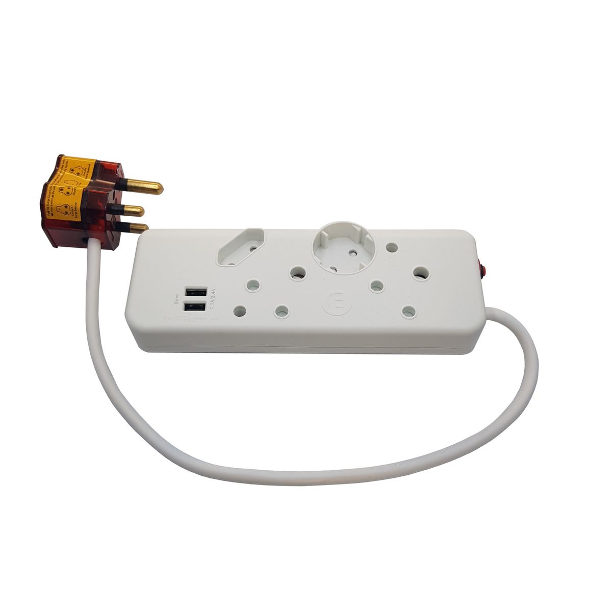 Ellies 4 Way High Surge Power Protector With 2 x USB Sockets Multiplug