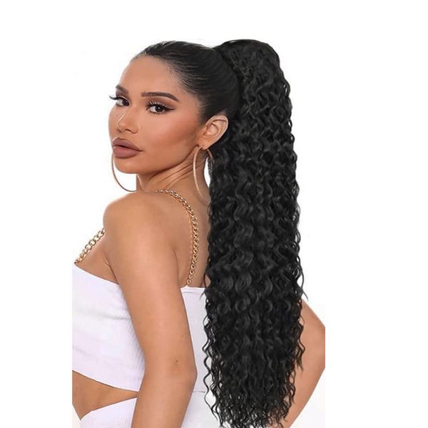 Synthetic Kinky Curly Ponytail Hair Short Fluffy Curly Drawstring Clip Hair