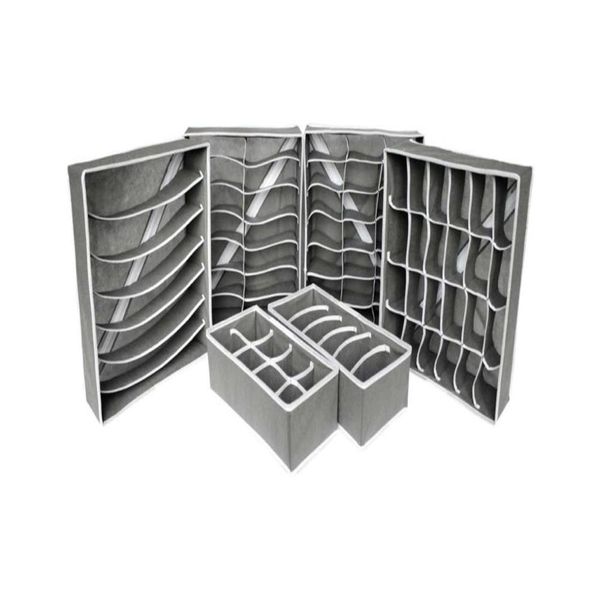 Underwear Storage Organiser - 6 Piece (Grey)