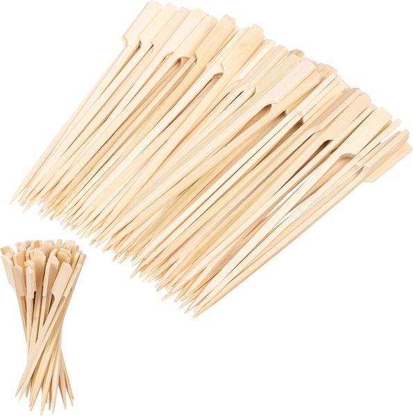 100 Pieces Wide Wooden Bamboo Natural Biodegradable Skewers