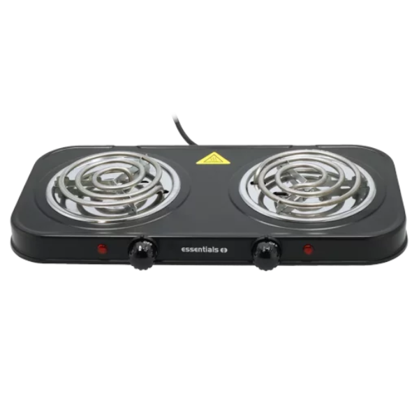 Essentials Electric Twin Spiral Compact Hot Plate Double Stove 2000W
