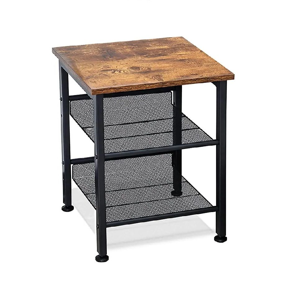 3Tier Office Home Bedroom Storage Rustic Coffee Side Table and Night Stand