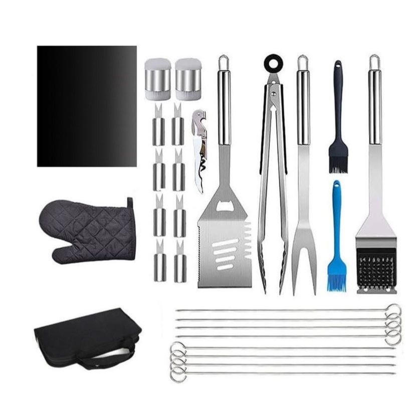 Stainless Steel Braai BBQ Tools Set Accessories 25 Pieces | Shop Today ...