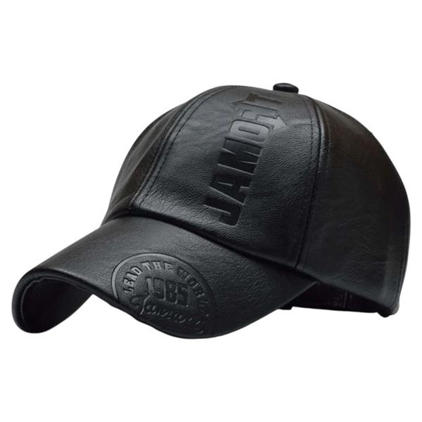 Men's Adjustable Faux Leather Baseball Cap Autumn