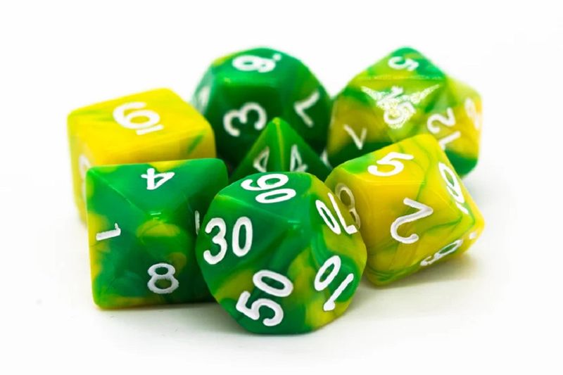 Two-Tone Acrylic Polyhedral Dice Set 7 Pieces