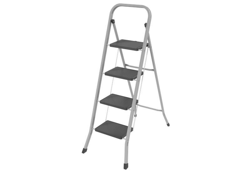 4 Step Foldable Ladder Grey/Black