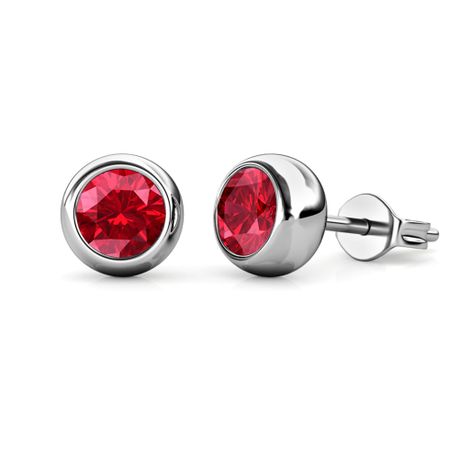 Ruby stud earrings on sale with swarovski stones