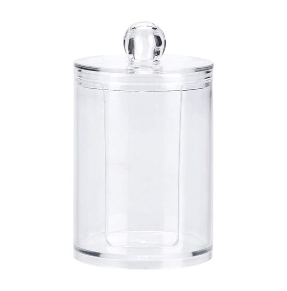 Multifunction Round Clear Acrylic Makeup Cotton Pad Swab Cosmetic Storage