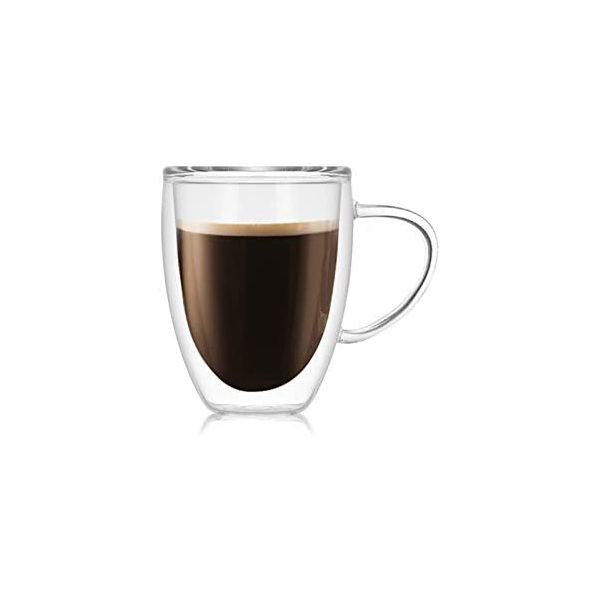Nesh Double Walled Glass Coffee Mugs Set Of 2