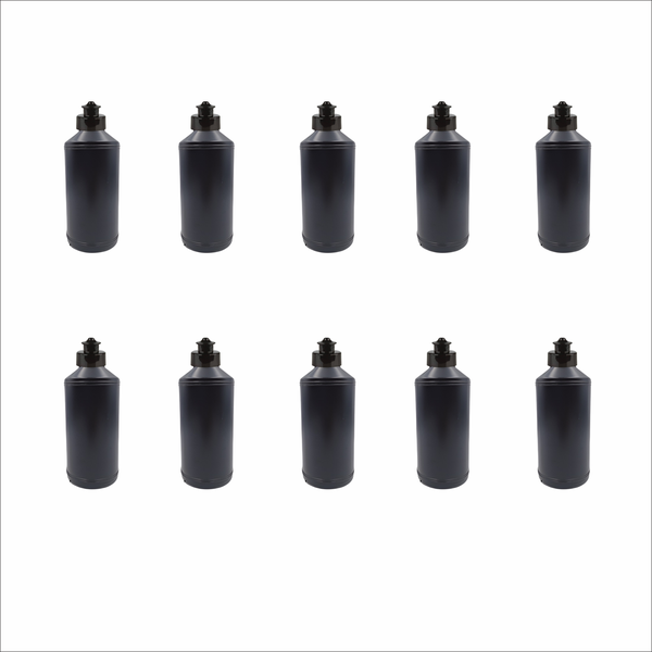 10 x 500ml Black HDPE Bottles with Push-Pull Tops - Leak-Proof &amp; Reusable