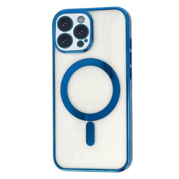 L.V.M MagSafe Case for iPhone 14 Pro Silicone Camera Chrome Blue