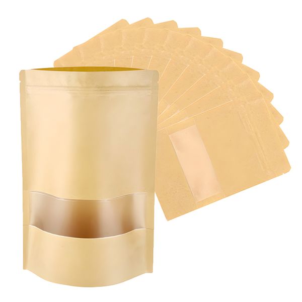 Large Kraft Paper Bags with Clear Window - 20x30cm - 50Piece