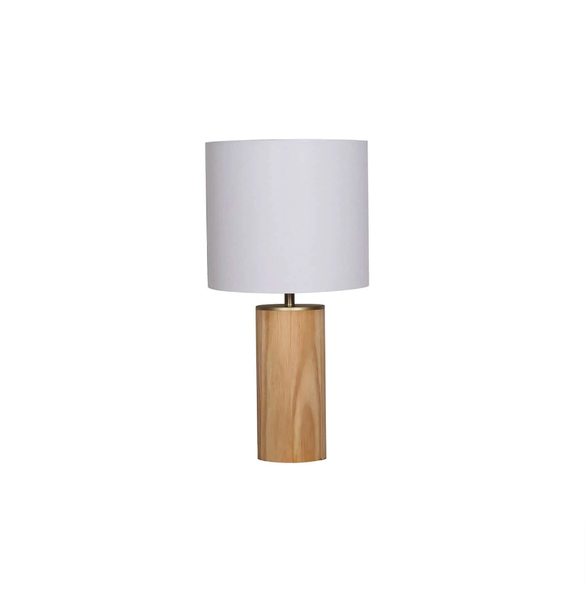 Cylindrical Base White Fabric Shade Table Lamp