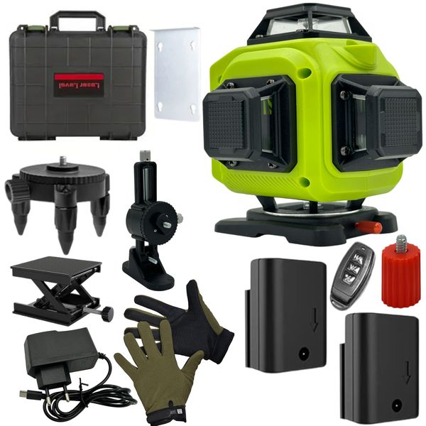 4D Industrial 16 Line Green Laser Self Leveling Mapping Tool, Case &amp; Gloves