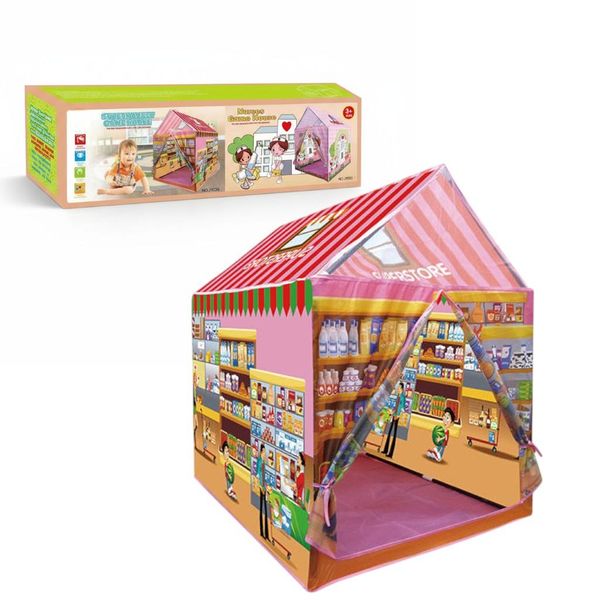 Kids Supermarket Game House Play Tent with Assembly Pieces