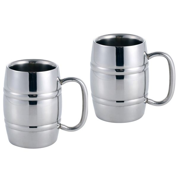 Double Wall Stainless Steel Beer Mug - 2 Piece Set