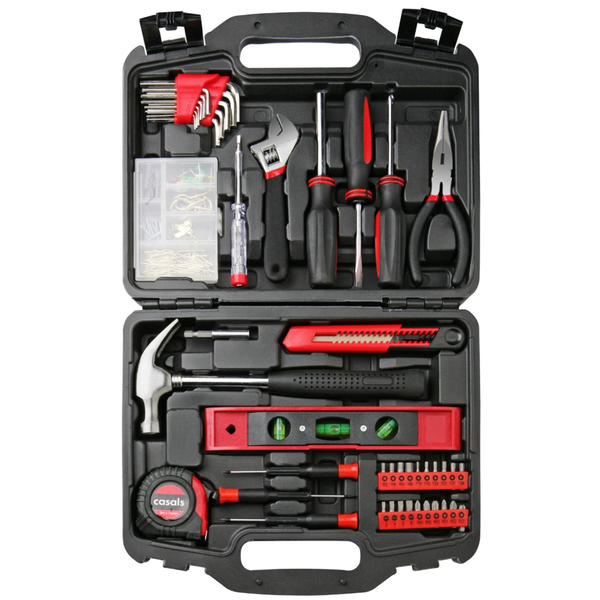 Casals Toolbox Set - Hand Tool Box / Tool Kit - 145 Piece, Red Tools