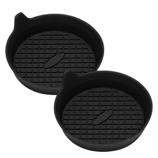2 Piece - Silicone Car Coaster With Anti-Slip Design - Black