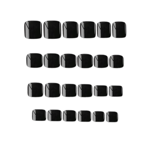 24Pcs Short Square Solid Full Cover Press-On Toe Nail Kit - Black