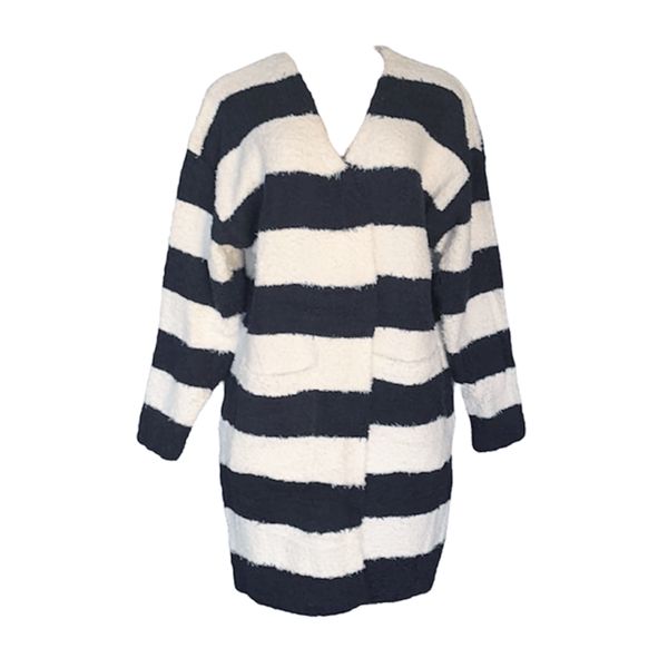 Ladies Navy Stripe Cardigan with Pockets