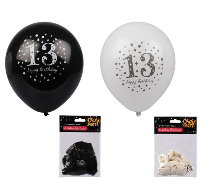 Milestone 13th Birthday Helium Balloons - Pack Of 8