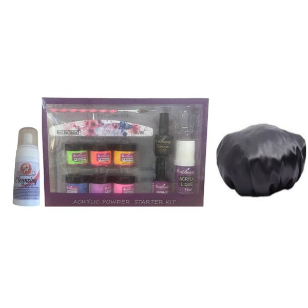 Beautiful Eyelash Cleansing Mousse,Acrylic Powder Starter Kit &amp; Bonnet