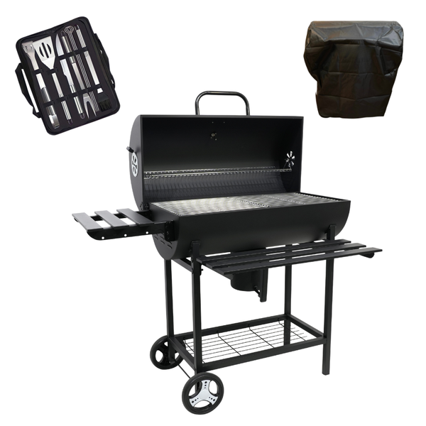 BraaiBoss 70cm Premium Charcoal Barrel Braai with Cover &amp; Braai Tool Set