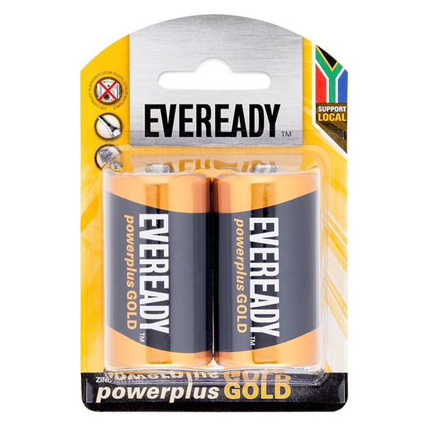 Eveready Power Plus Gold D Batteries (Pack of 2)