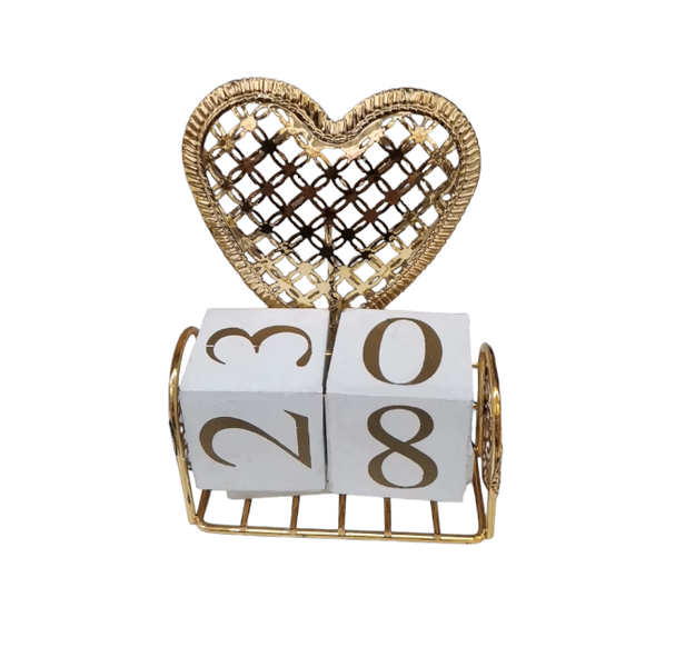 Golden Leaf Perpetual Desk Calendar Timeless Elegance for Office - Tropical