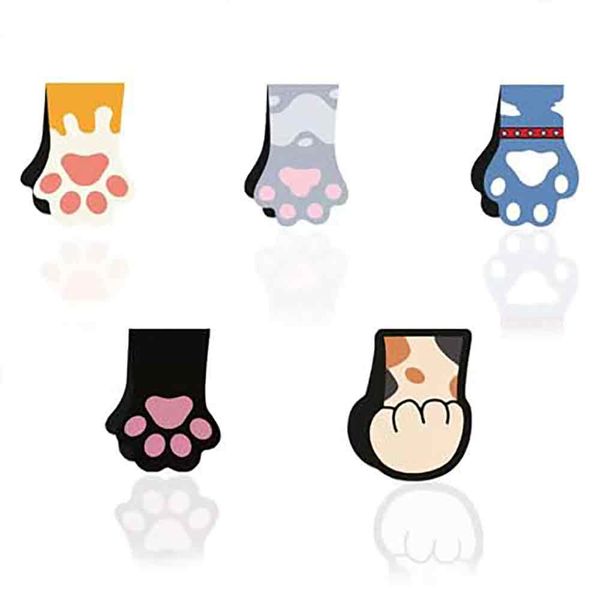 5 Pcs Cute Cat Paw Magnetic Bookmarks