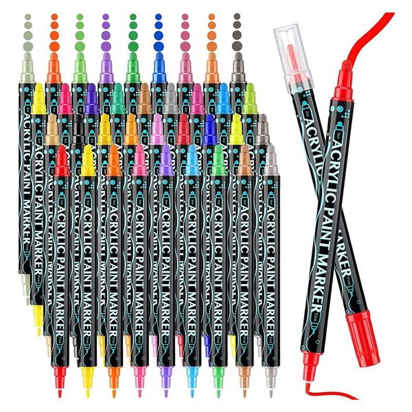 For Adults Kids Metallic Classic Colors Double Tip Maker Pen