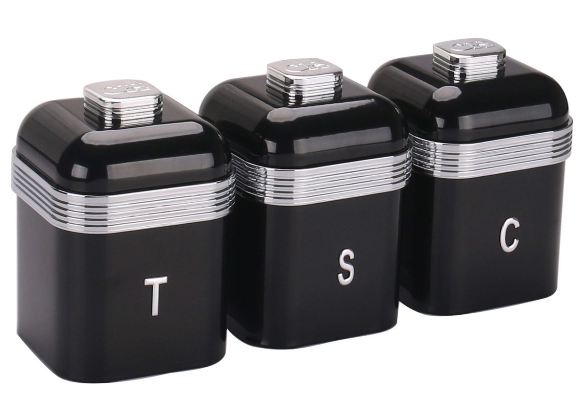 Distoplan Retro Deluxe Bread Bin and 3 Piece Canister Set-Bread