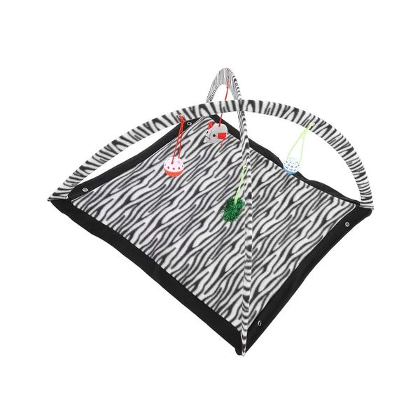 Cat Interactive Play Tent with Interactive Toys - Black and White