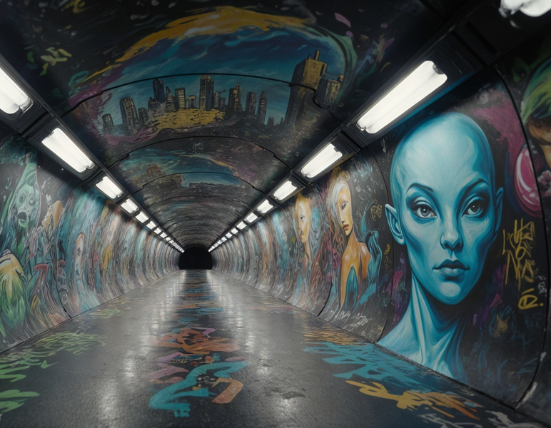 Modern Canvas Wall Art Home Decor - Graffitti Tunnel