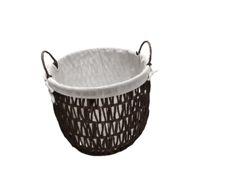 Dark Brown Woven Wicker Basket with Removable Liner