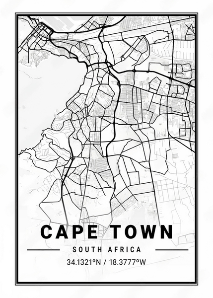 Canvas Wall Art - Map Cape Town