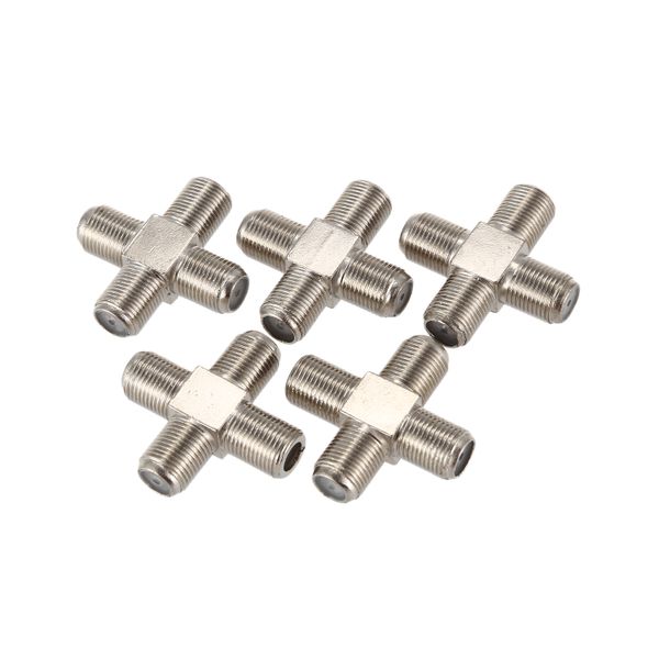 4-way F-Type Coax Cable Splitter Combiner Female to 4 Female,Silver
