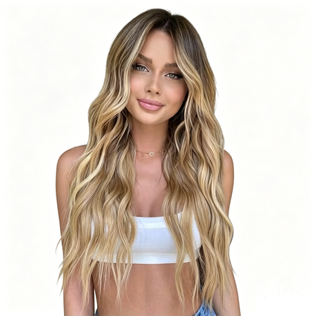 66cm Long Wavy Ombre Blonde Wig Protein Fiber Cosplay Wig for Women Image